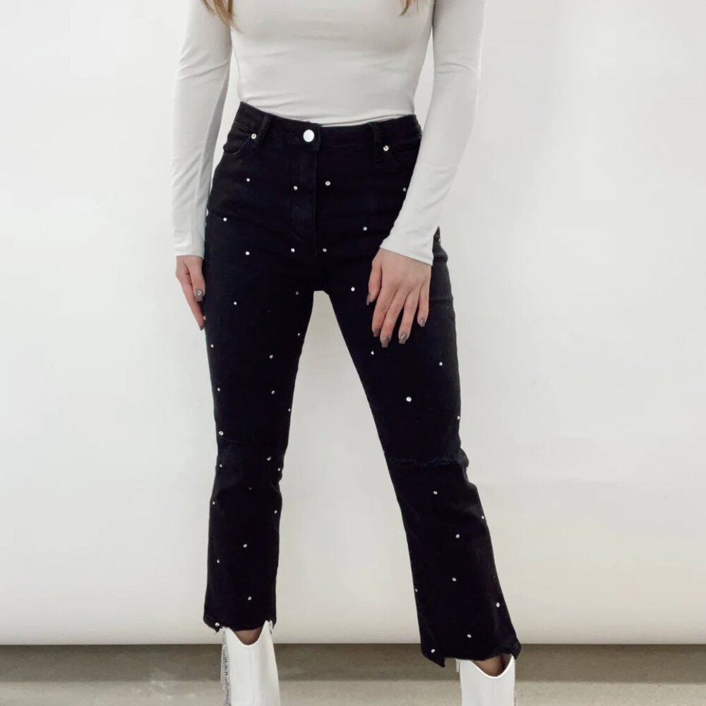 Blue B. Collection Black Denim Rhinestone Jeans